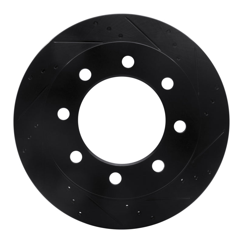 R1 03-08 Dodge Ram 3500 Rear Right Drilled & Slotted Black Brake Rotor