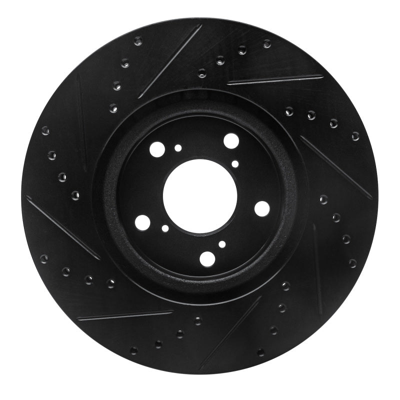 R1 09-14 Acura TL Front Right Drilled & Slotted Black Brake Rotor