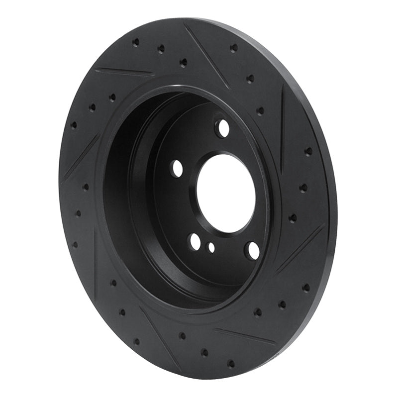 R1 07-13 Mercedes-Benz S550 Rear Left Drilled & Slotted Black Brake Rotor