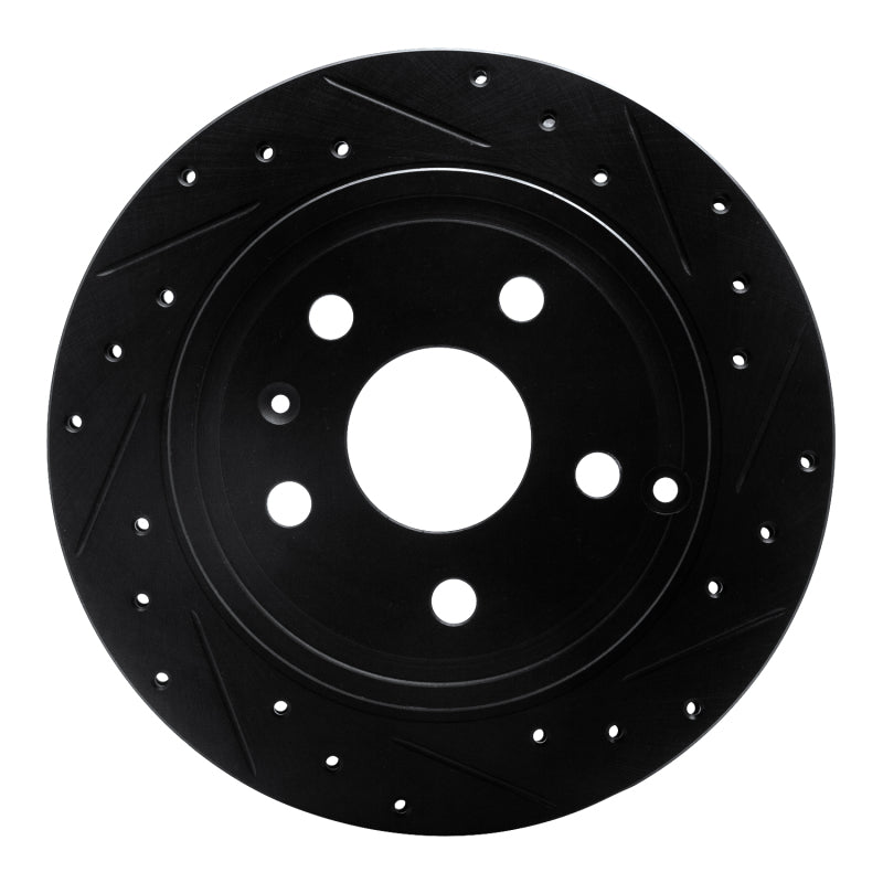 R1 10-17 Chevrolet Equinox Rear Right Drilled & Slotted Black Brake Rotor