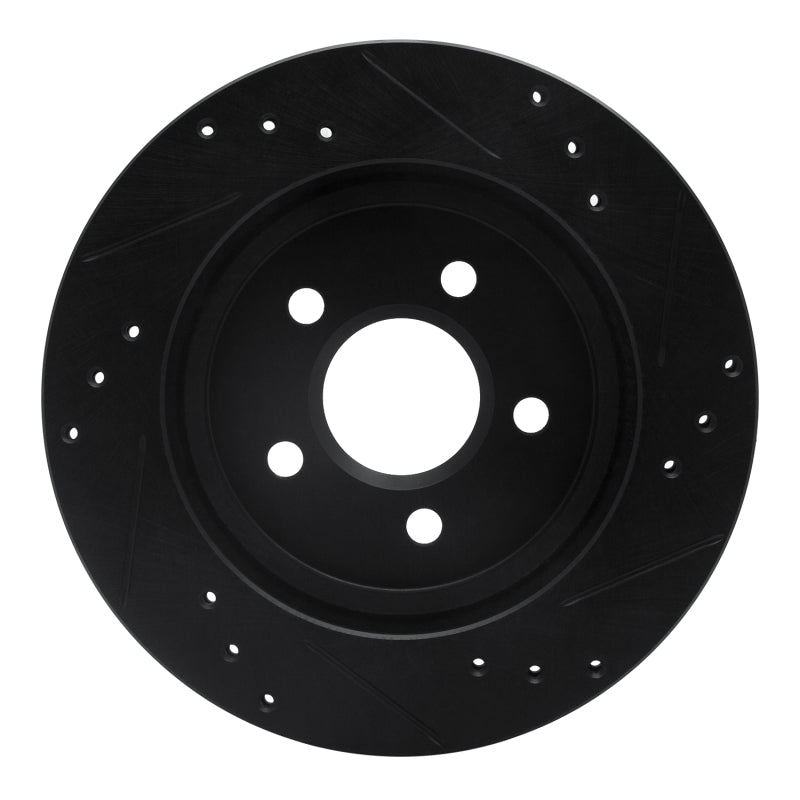 R1 00-06 Ford Thunderbird Rear Left Drilled & Slotted Black Brake Rotor