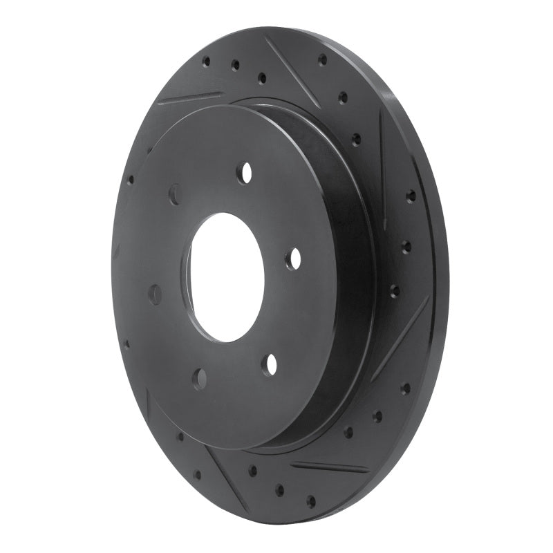 R1 04-15 Infiniti QX56 Rear Right Drilled & Slotted Black Brake Rotor