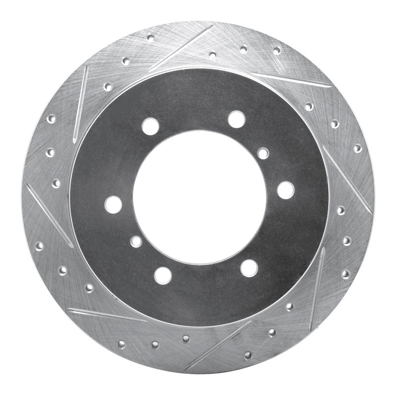R1 90-04 Mitsubishi Montero Rear Left Drilled & Slotted Silver Brake Rotor