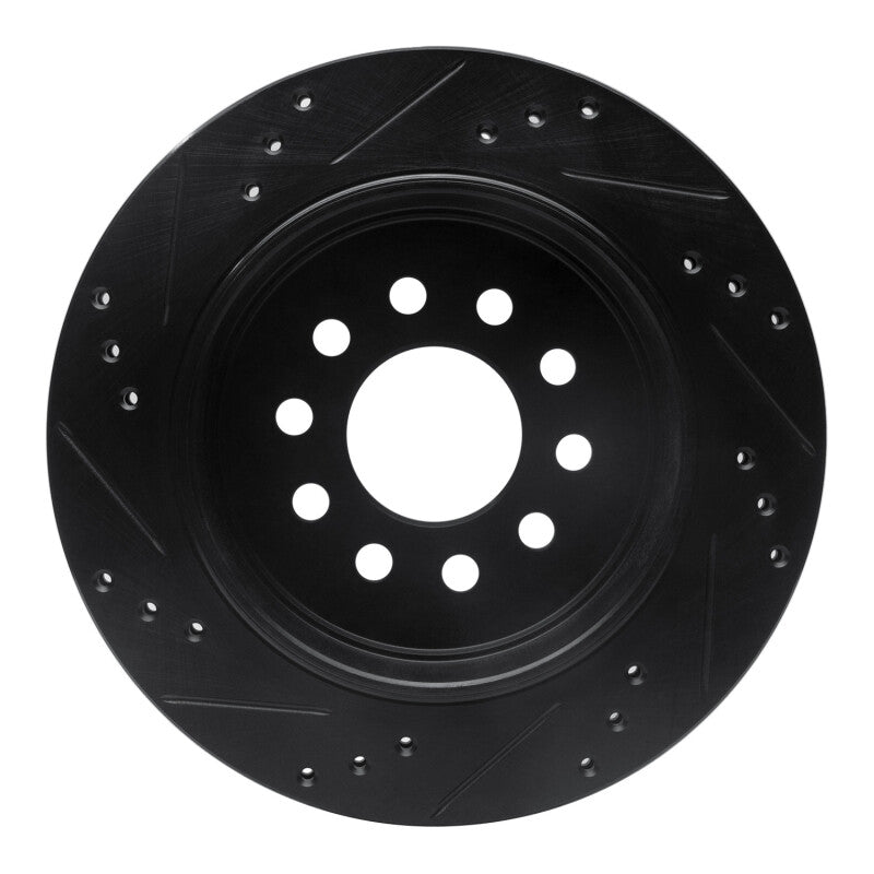 R1 03-11 Lincoln Town Car Rear Right Drilled & Slotted Black Brake Rotor