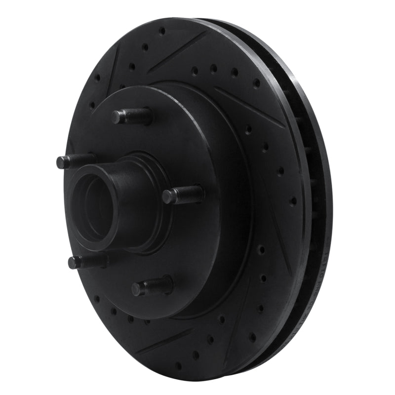 R1 94-99 Dodge Ram 1500 Pickup Front Left Drilled & Slotted Black Brake Rotor
