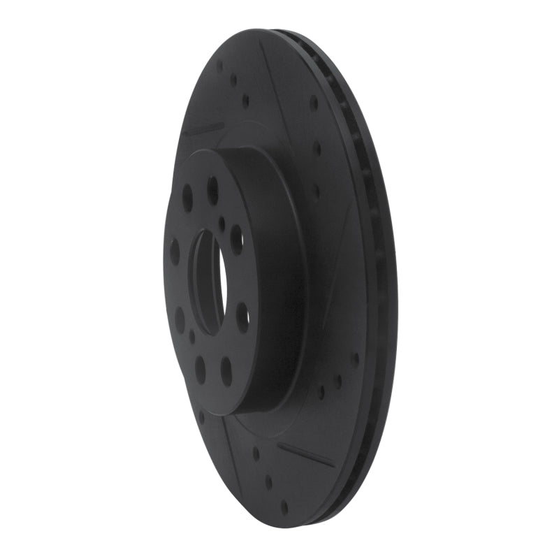 R1 00-05 Toyota MR2 Spyder Rear Right Drilled & Slotted Black Brake Rotor
