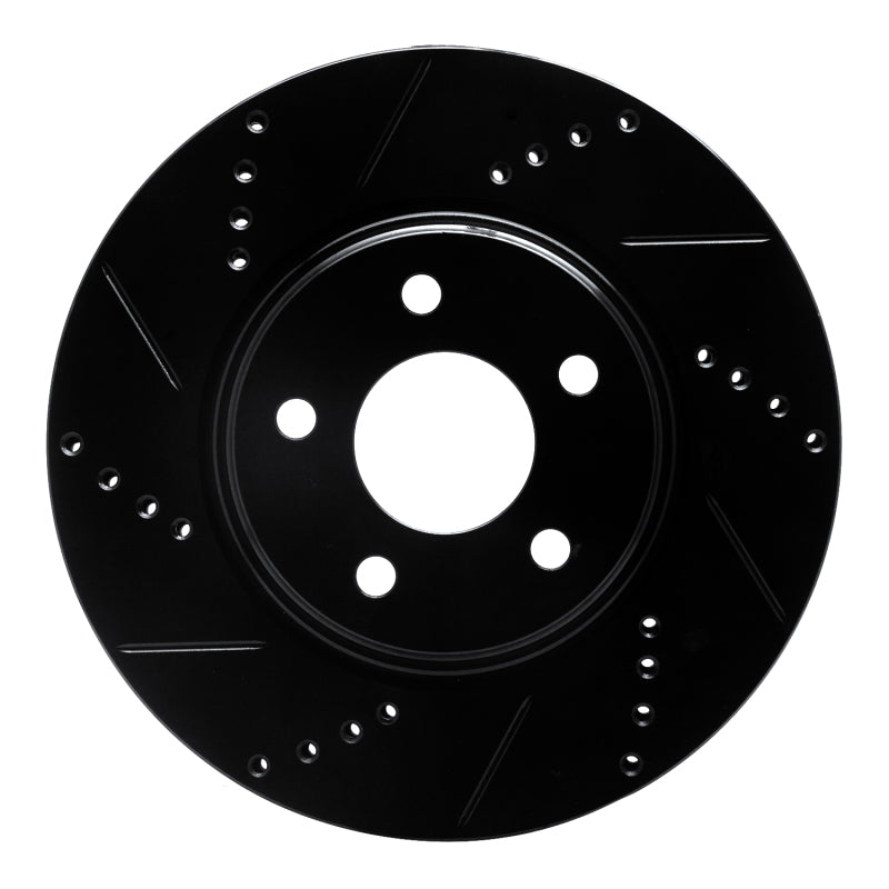 R1 04-12 Chevrolet Malibu Front Left Drilled & Slotted Black Brake Rotor