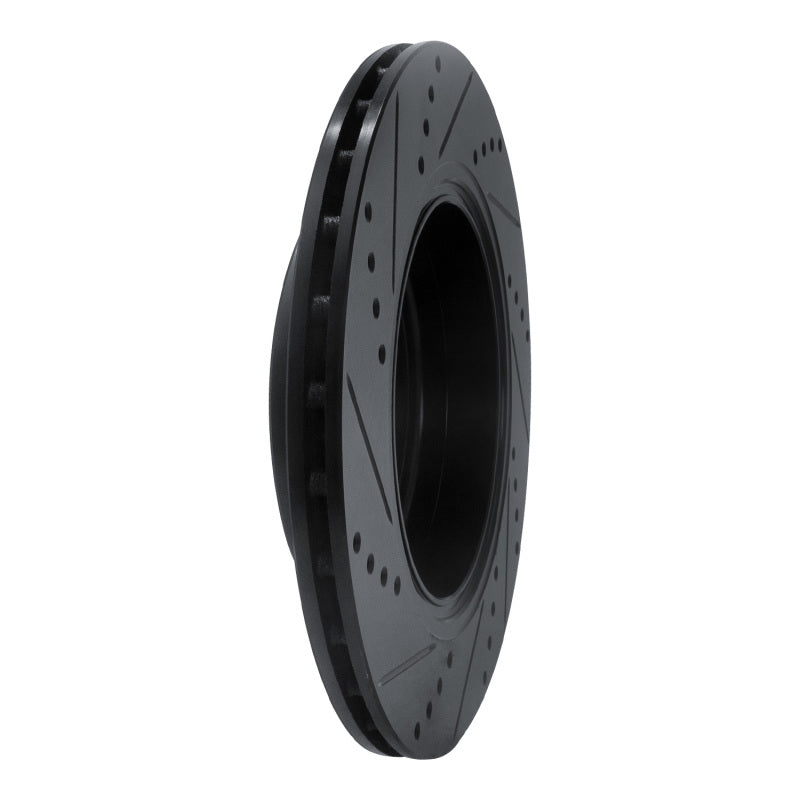 R1 18-25 Genesis G70 Rear Left Drilled & Slotted Black Brake Rotor