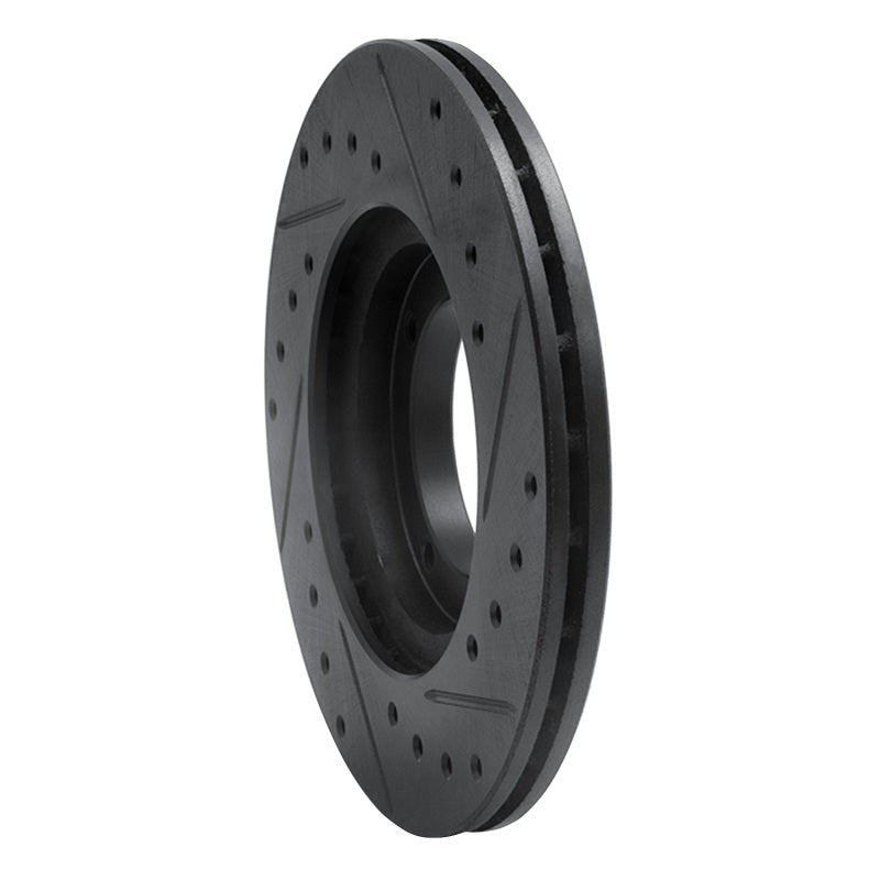 R1 87-99 Hyundai Scoupe Front Left Drilled & Slotted Black Brake Rotor