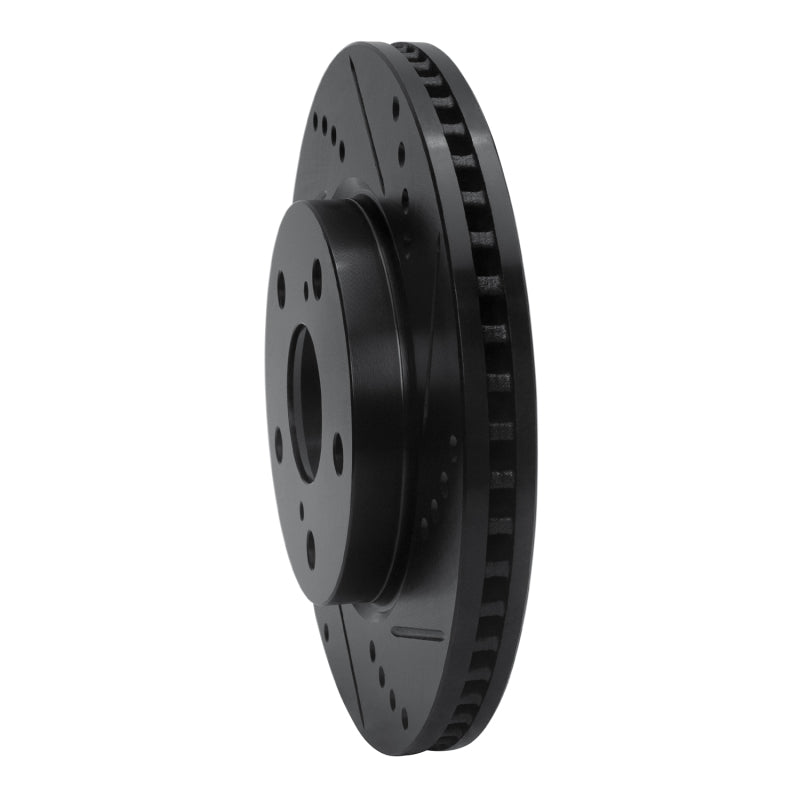 R1 06-18 Lexus HS250H Front Right Drilled & Slotted Black Brake Rotor