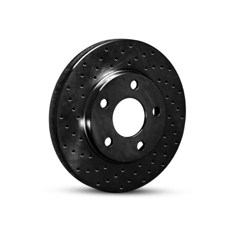 R1 16-22 Honda Accord Coupe Front Left Drilled Black Brake Rotor