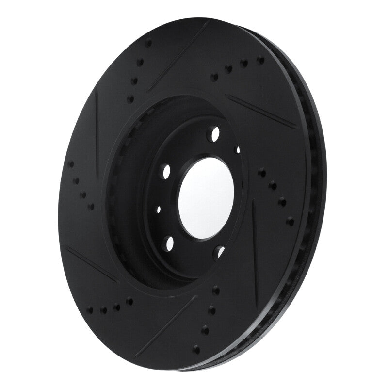 R1 06-10 Pontiac Solstice Front Right Drilled & Slotted Black Brake Rotor