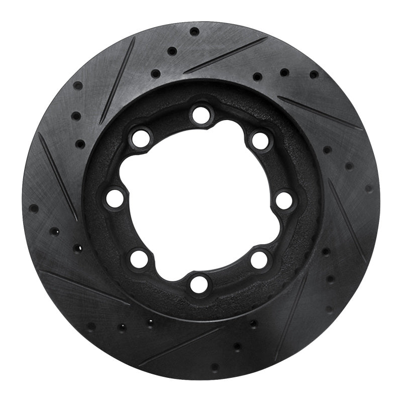 R1 88-00 Chevrolet K1500 Suburban Front Right Drilled & Slotted Black Brake Rotor