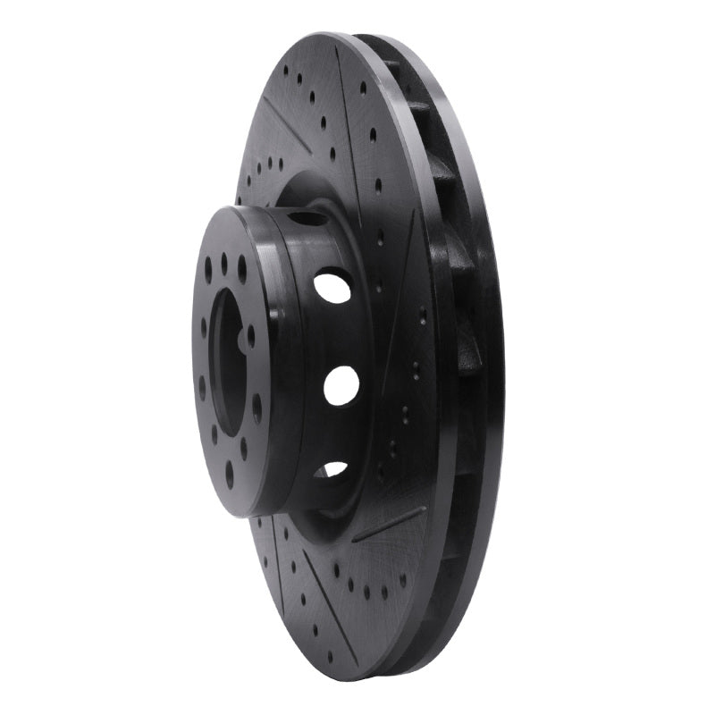 R1 00-03 BMW M5 Left Front Drilled & Slotted Black Brake Rotor