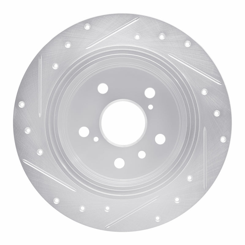 R1 95-99 Toyota Avalon Rear Right Drilled & Slotted Silver Brake Rotor