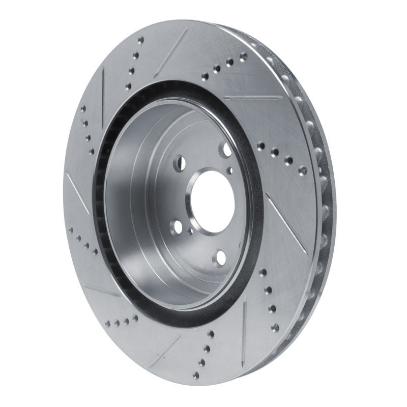 R1 15-22 Lexus GS F Right Rear Drilled & Slotted Silver Brake Rotor