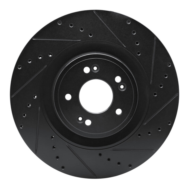 R1 18-20 Genesis G80 Front Right Drilled & Slotted Black Brake Rotor