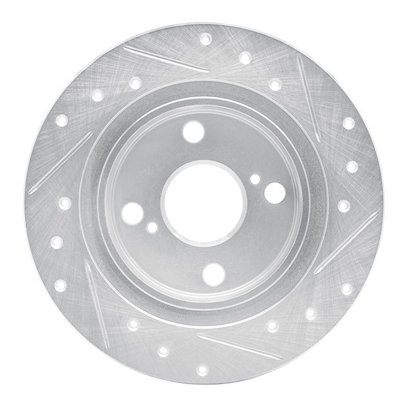 R1 87-92 Chevrolet Nova Rear Left Drilled & Slotted Silver Brake Rotor
