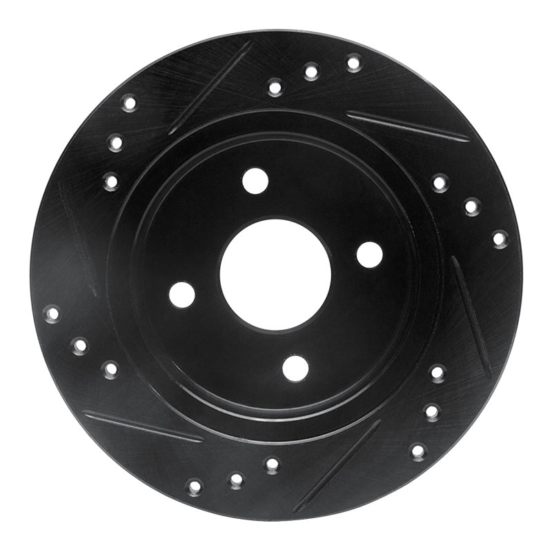 R1 91-98 Saturn SL Rear Right Drilled & Slotted Black Brake Rotor