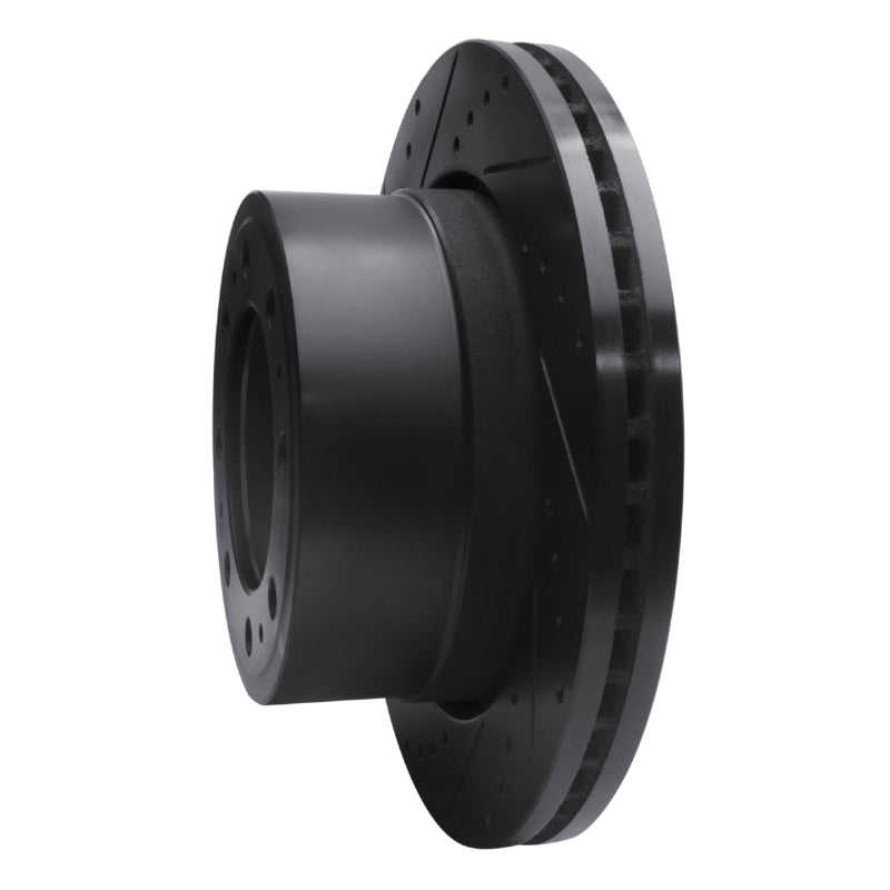 R1 19-25 Ram 3500 Rear Left Drilled & Slotted Black Brake Rotor