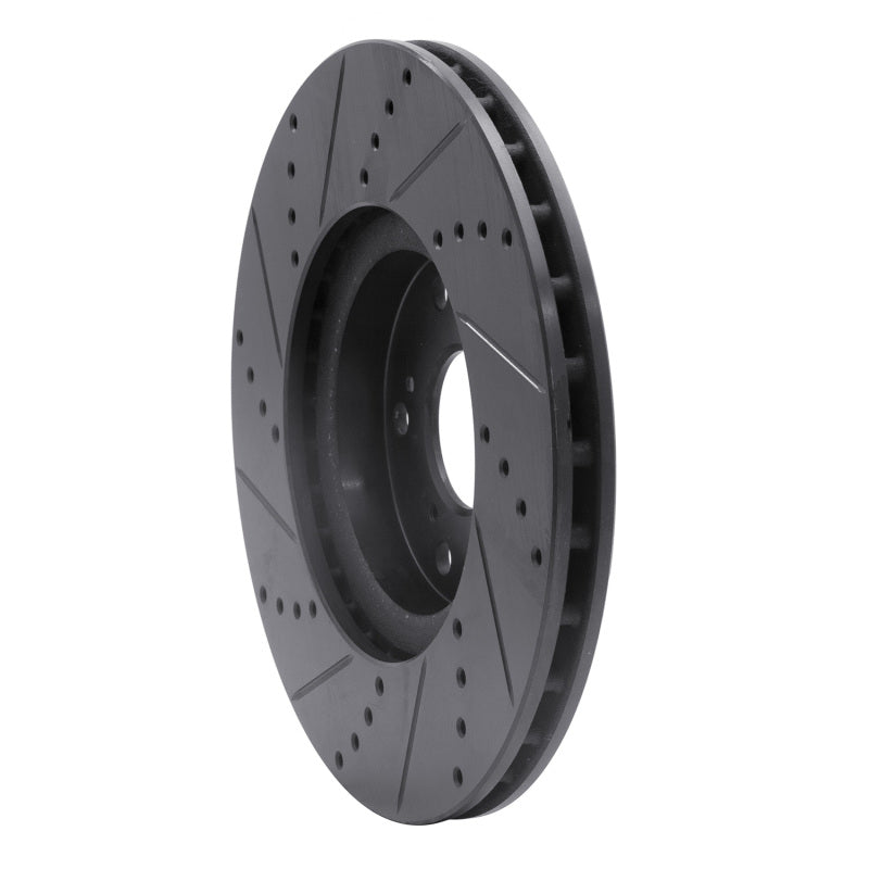 R1 04-08 Acura TL Front Right Drilled & Slotted Black Brake Rotor