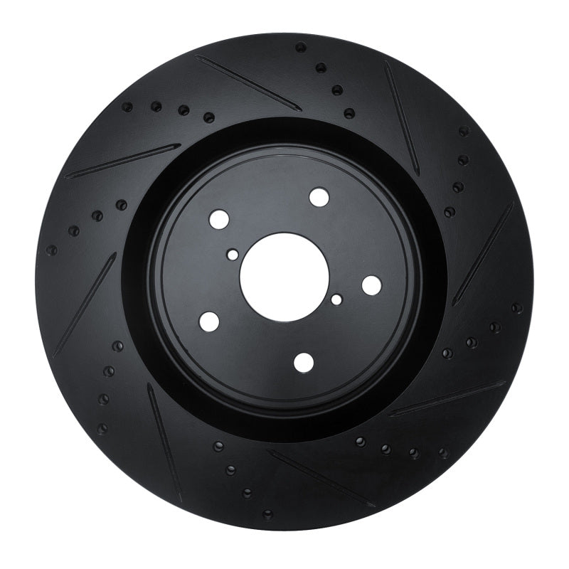 R1 18-25 Subaru WRX STI Front Right Drilled & Slotted Black Brake Rotor