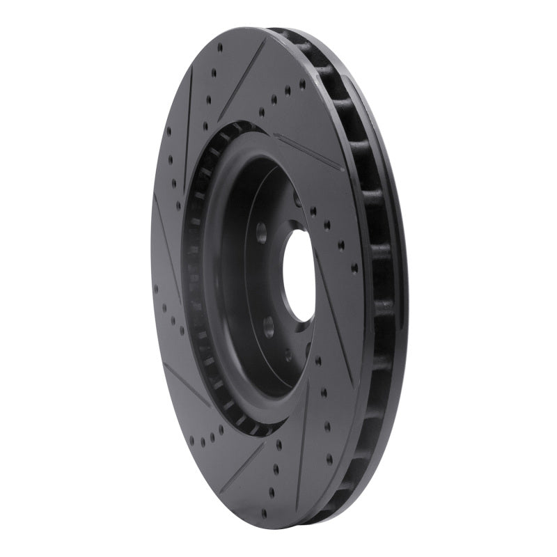 R1 09-17 Buick Regal Front Right Drilled & Slotted Black Brake Rotor
