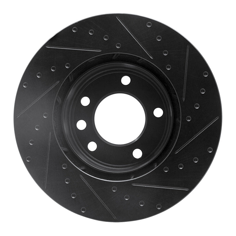 R1 03-18 Porsche Cayenne Right Front Drilled & Slotted Black Brake Rotor