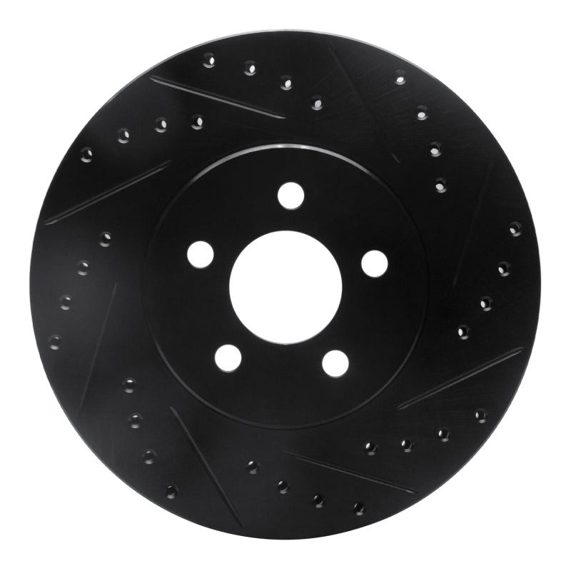 R1 95-06 Chrysler CIRRUS Front Right Drilled & Slotted Black Brake Rotor