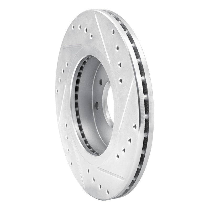 R1 90-92 Infiniti M30 Front Left Drilled & Slotted Silver Brake Rotor