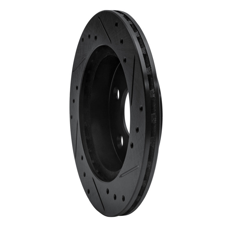 R1 93-98 Ford Thunderbird Rear Left Drilled & Slotted Black Brake Rotor
