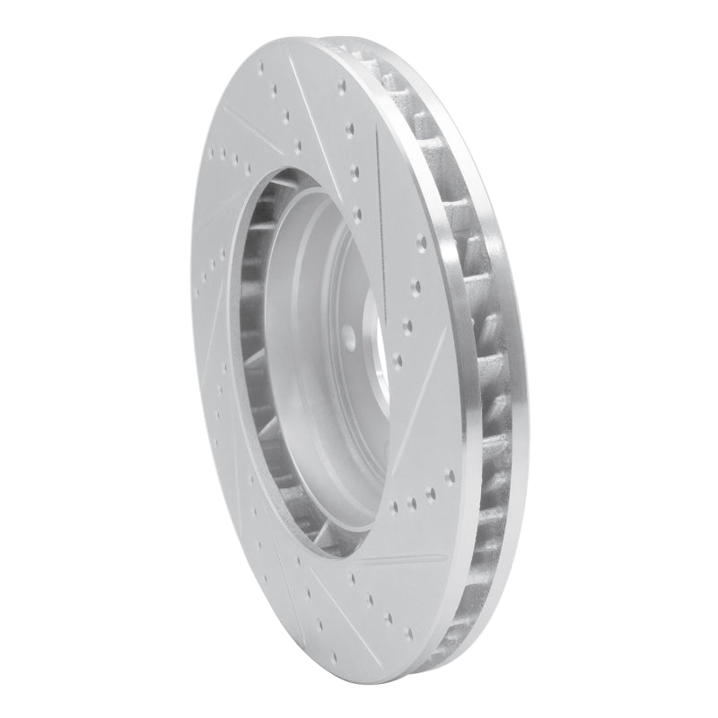 R1 03-18 Porsche Cayenne Left Front Drilled & Slotted Silver Brake Rotor