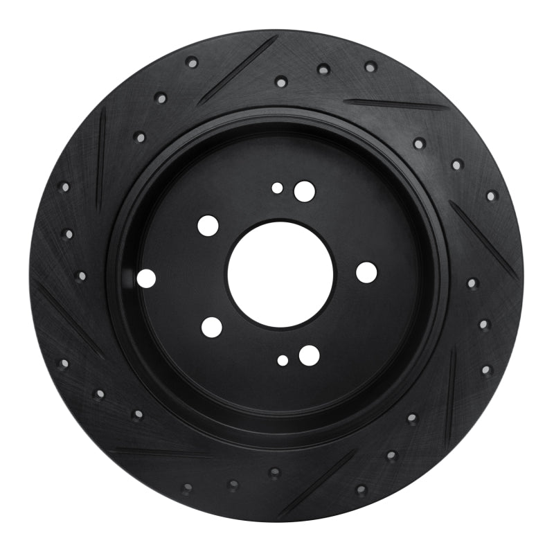 R1 04-11 Mitsubishi Endeavor Rear Right Drilled & Slotted Black Brake Rotor