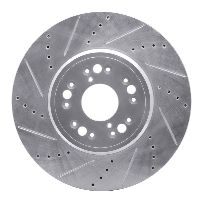 R1 1995-2000 Lexus LS400 Front Left Drilled & Slotted Silver Brake Rotor