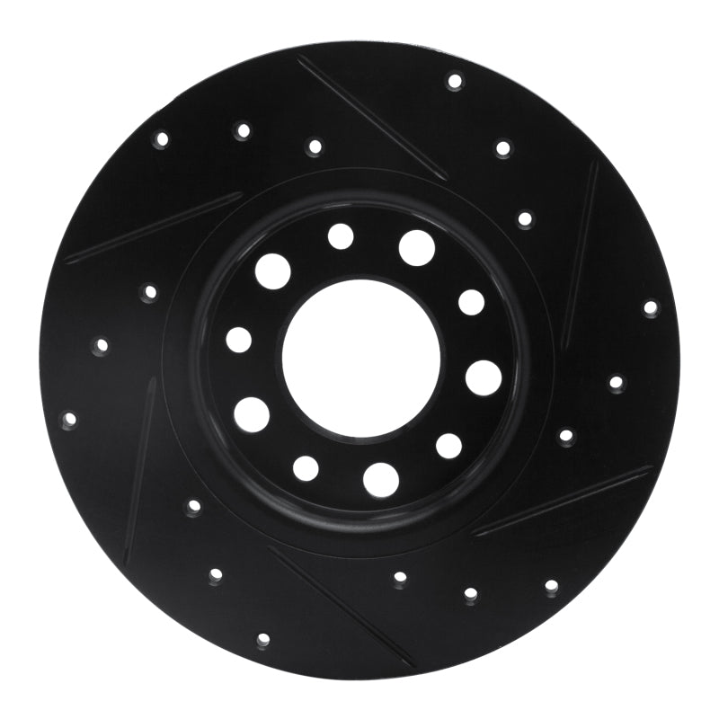 R1 2014-2022 Chrysler 200 Rear Left Drilled & Slotted Black Brake Rotor