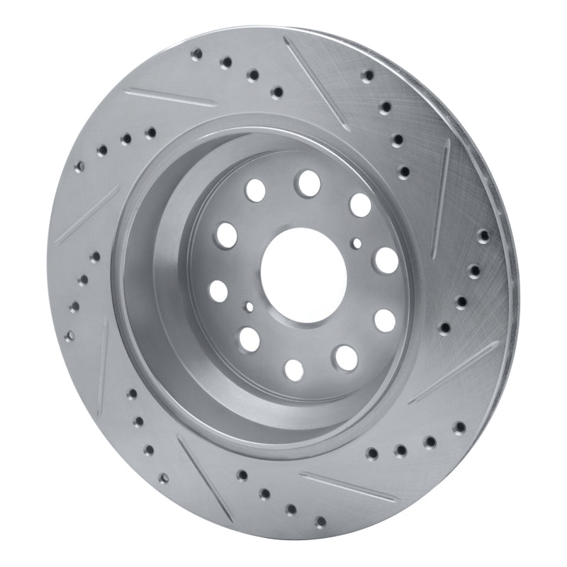 R1 07-17 Lexus LS460 Rear Left Drilled & Slotted Silver Brake Rotor