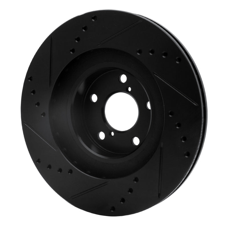 R1 01-08 Saab 9-2X Front Right Drilled & Slotted Black Brake Rotor