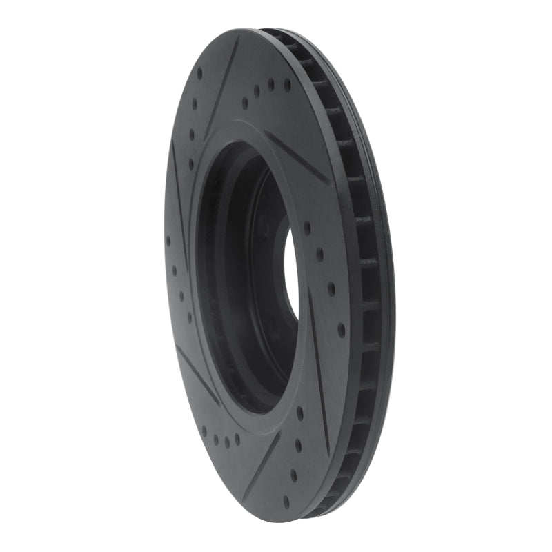 R1 14-23 Nissan Rogue Front Right Drilled & Slotted Black Brake Rotor