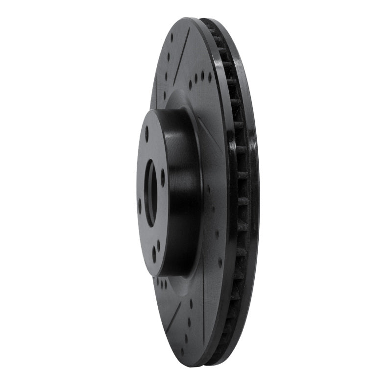 R1 16-25 Fiat 124 Spider Front Left Drilled & Slotted Black Brake Rotor