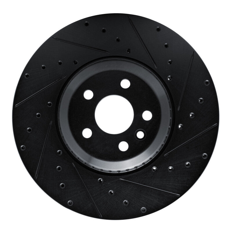 R1 20-25 Jaguar E-Pace Front Right Drilled & Slotted Black Brake Rotor