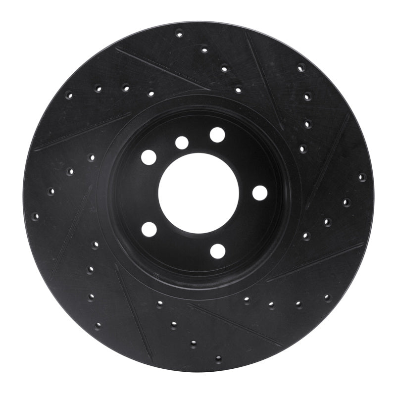 R1 04-10 BMW 528XI Front Left Drilled & Slotted Black Brake Rotor