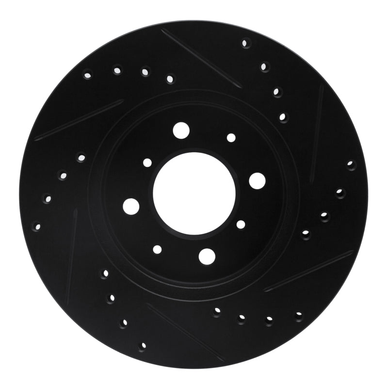 R1 90-17 Acura EL Front Left Drilled & Slotted Black Brake Rotor