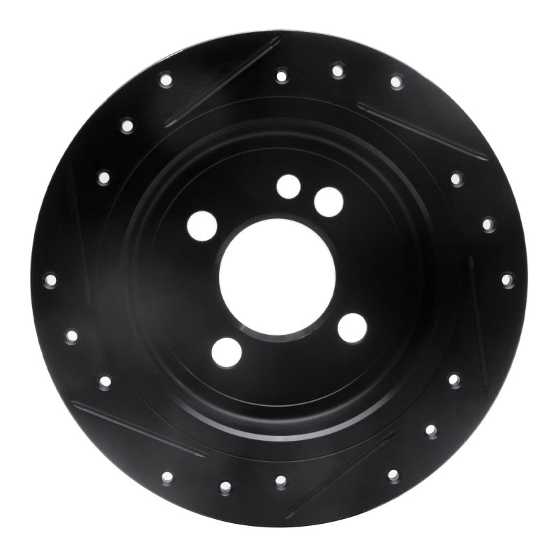 R1 02-15 Mini Cooper (Excl Clubman) Rear Right Drilled & Slotted Black Brake Rotor