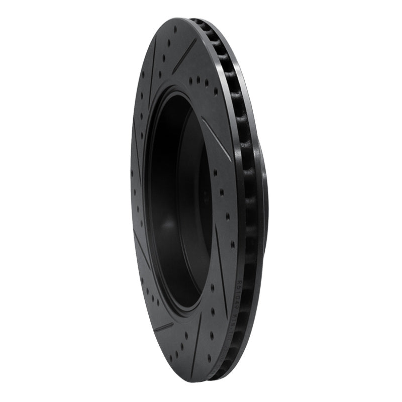R1 17-19 Genesis G90 Rear Right Drilled & Slotted Black Brake Rotor