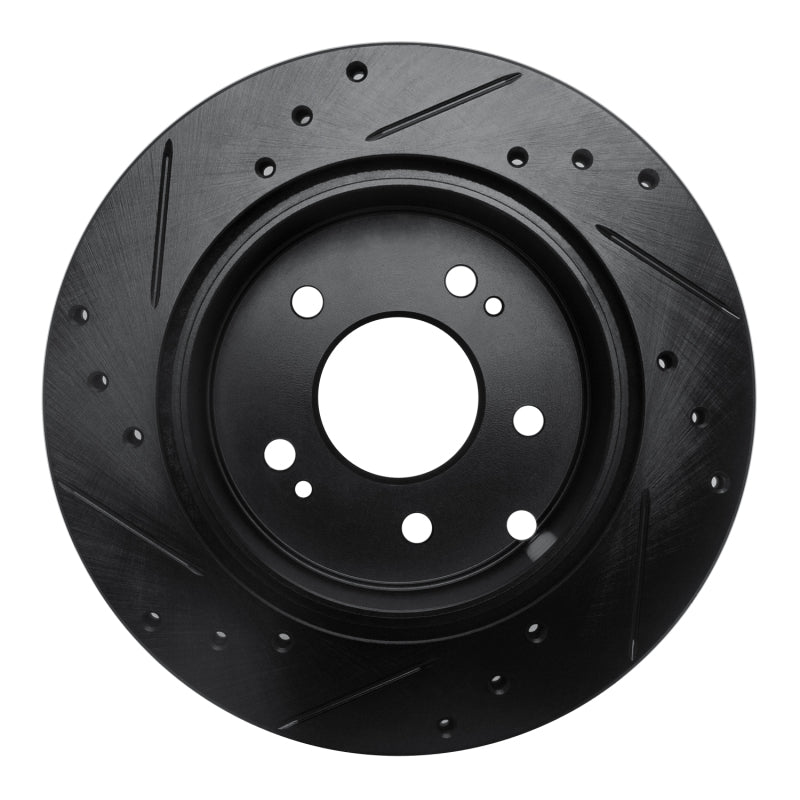 R1 06-12 Mitsubishi Eclipse Rear Right Drilled & Slotted Black Brake Rotor