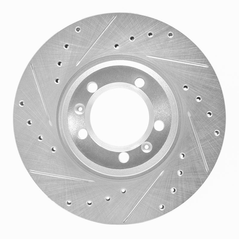 R1 81-89 Alfa Romeo Milano Front Left Drilled & Slotted Silver Brake Rotor