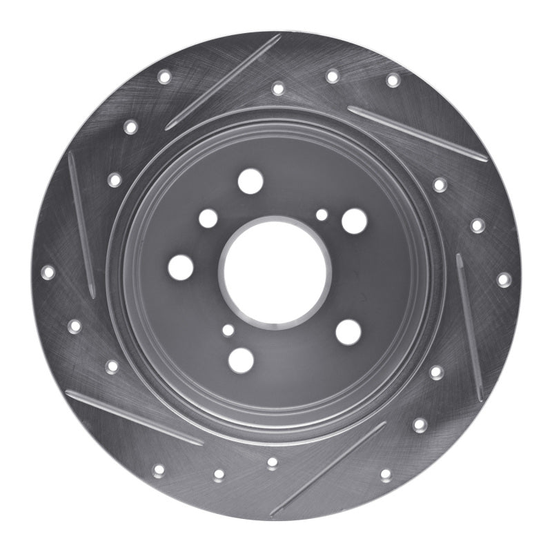 R1 12-18 Lexus ES300H Rear Right Drilled & Slotted Silver Brake Rotor