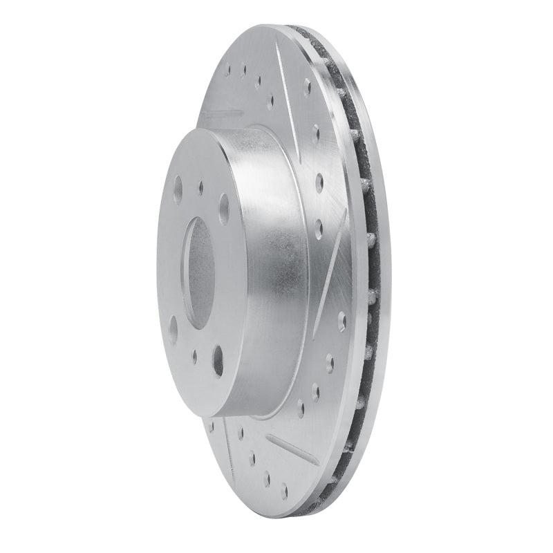 R1 88-92 Geo Prizm Front Right Drilled & Slotted Silver Brake Rotor