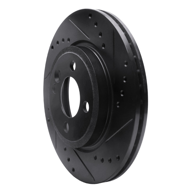 R1 02-08 Mini Cooper (Excl Clubman) Front Right Drilled & Slotted Black Brake Rotor