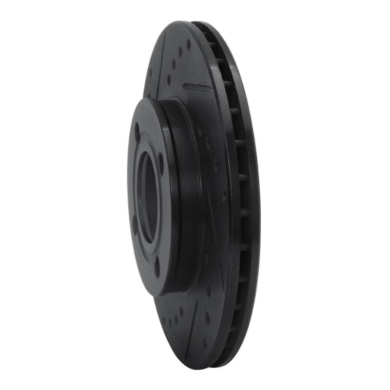 R1 84-87 Audi 4000 Quattro Front Left Drilled & Slotted Black Brake Rotor
